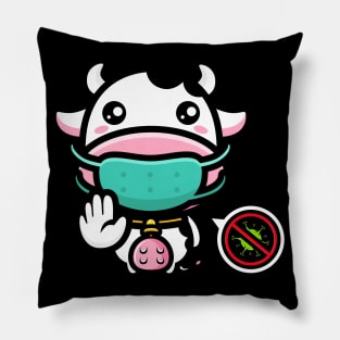 Cute Anti-Covid Cow With Quarantine Mouthguard Pillow