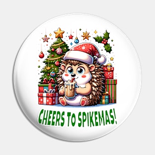 Hedgehog Holiday Toast, Cheers to Spikemas Pin