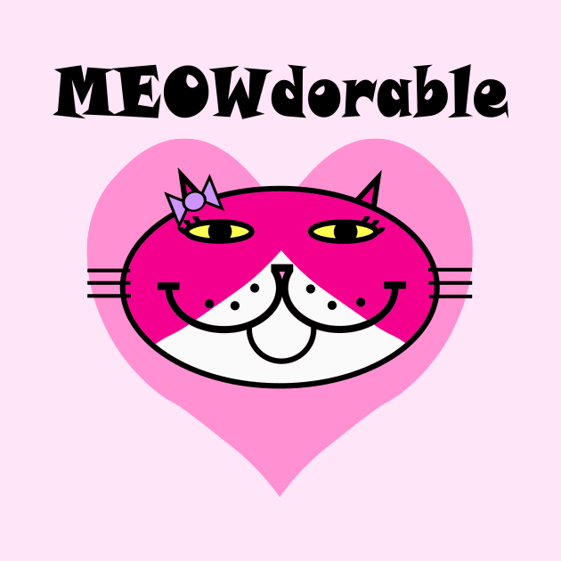 MEOWdorable - PURRty Pink Kitty Face on a Pink Heart by RawSunArt