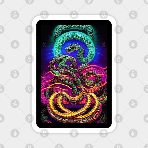 Psychedelic Pop art - SNAKE Magnet by SimSang