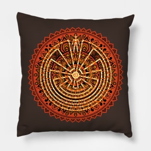 Native American Symbol - Man In The Maze - Folklore Mandala 2 Pillow