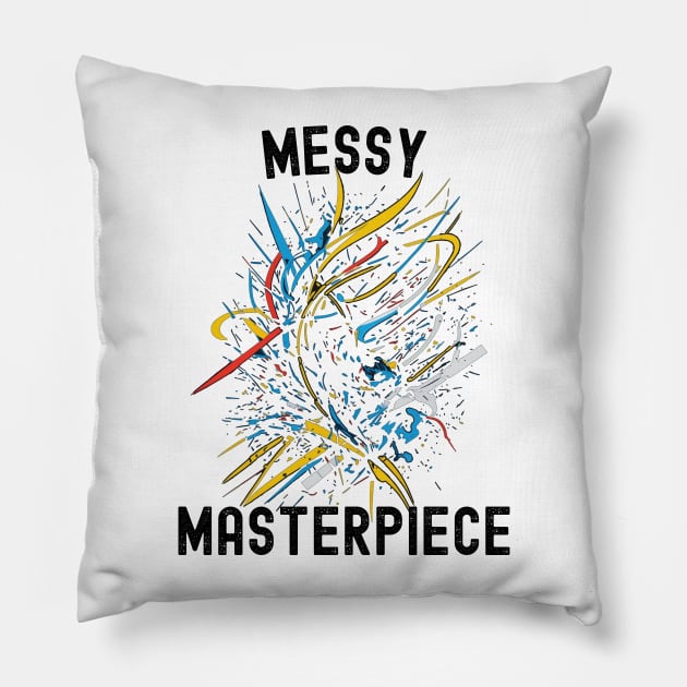 Messy Masterpiece, Abstract Art Image Pillow by Silly Pup Creations