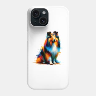 Colorful Shetland Sheepdog in Abstract Splash Art Phone Case