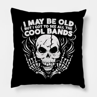 I May Be Old But I Got to See All the Cool Bands // Retro Music Lover // Vintage Old School Skeleton Guitar Rock n Roll Pillow