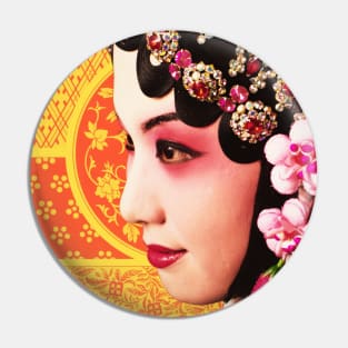 Chinese Opera Star Orange with Yellow Traditional Pattern- Hong Kong Retro Pin