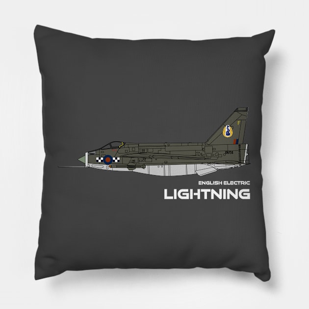 English Electric Lightning (19 Sqd RAF) Pillow by BearCaveDesigns