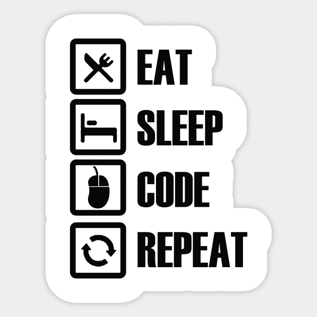 Funny Eat Sleep Code Repeat Coding Coding Sticker Teepublic Uk