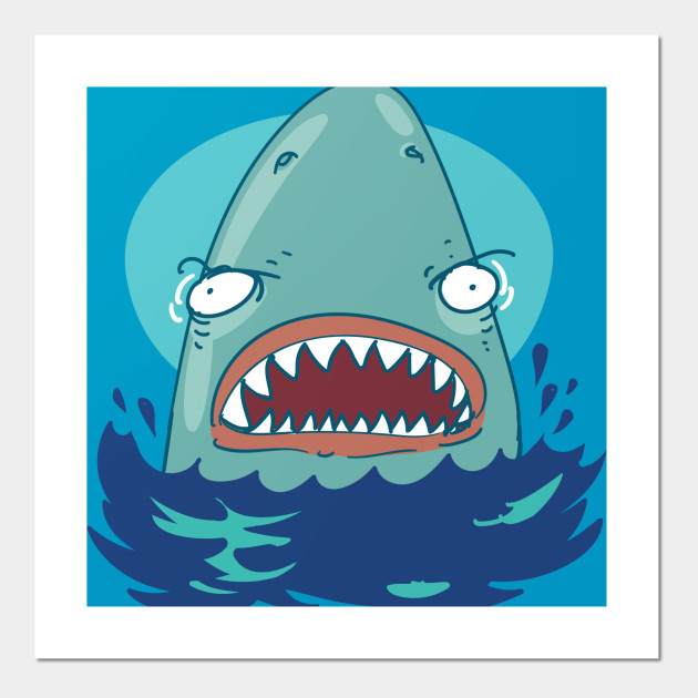 Great White Shark Cartoon Great White Shark Affiche Et Impression D Art Teepublic Fr
