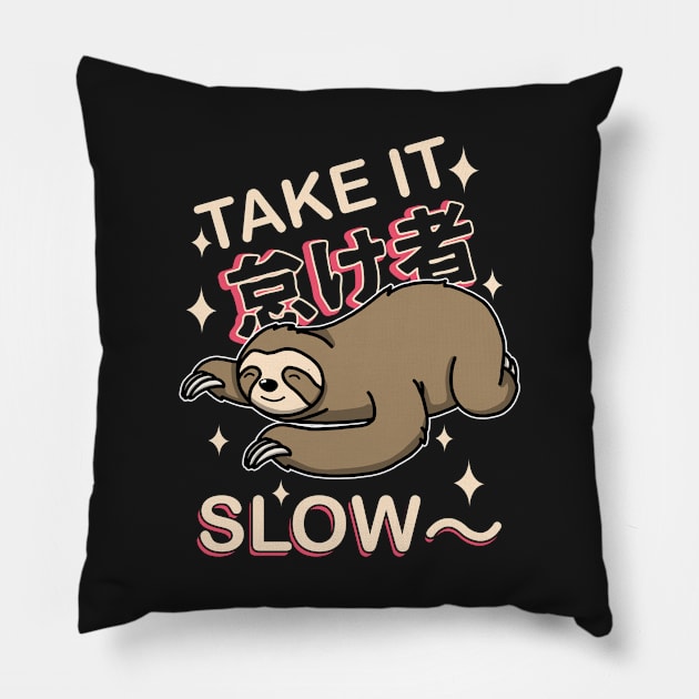 Take It Slow Pillow by Luna Illustration