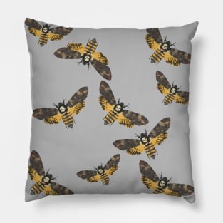 Death's Head Moths Grey Pillow