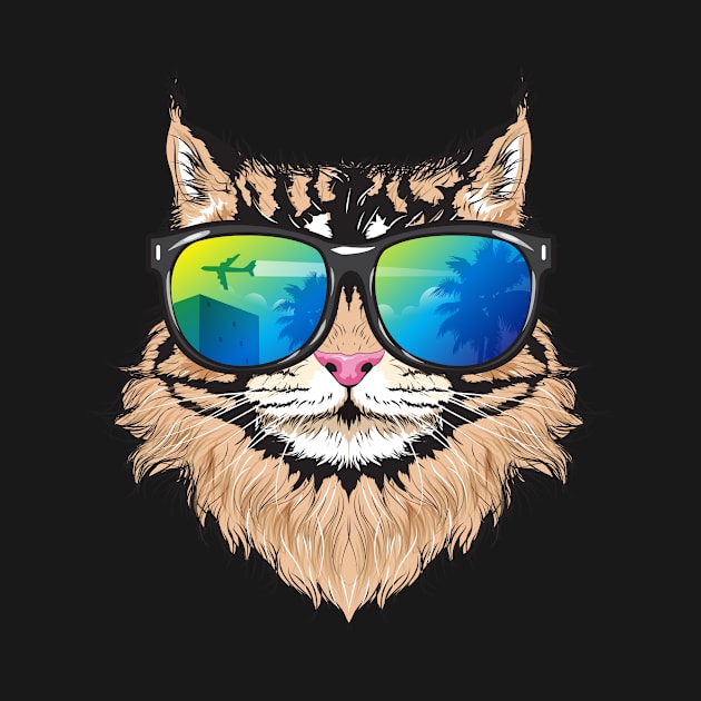 Sunglasses Maine Coon Shirt Cat Lovers Holiday Cat Mom by ELFEINHALB