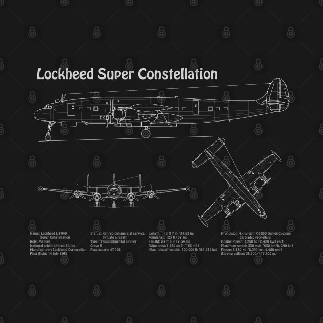 Lockheed L-1049 Super Constellation Blueprint Plan - PDpng by SPJE Illustration Photography