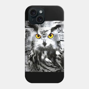 Owl Black and White Spray Paint Wall Phone Case