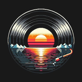 Vinly LP Music Record Retro Sunset T-Shirt