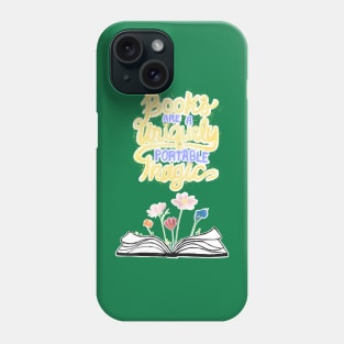 Books are unique portable magic - green Phone Case