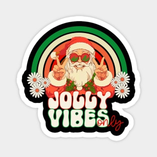 Jolly Vibes only Retro Groovy Santa Magnet