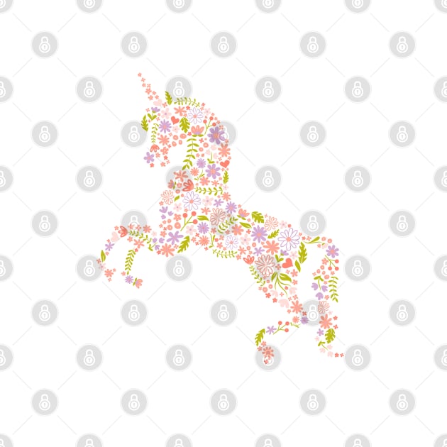 Floral Unicorn in Pink + Purple by latheandquill