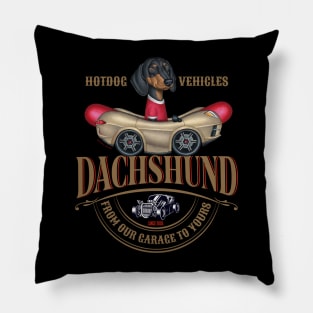 Dachshund Hotdog Vehicles Pillow