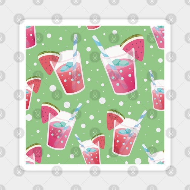 Watermelon Juice with a Green bubble background Magnet by mil.creates