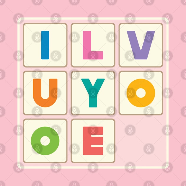 I LOVE YOU LETTERING WORDS PUZZLE Retro Vintage Valentines Day Game - UnBlink Studio by Jackie Tahara by UnBlink Studio by Jackie Tahara