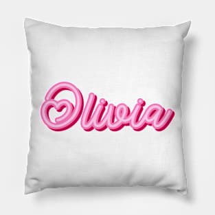 Olivia name pink heart Pillow