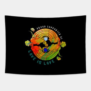 Proud Supporter of Love is Love Rainbows - Neon Gems Tapestry