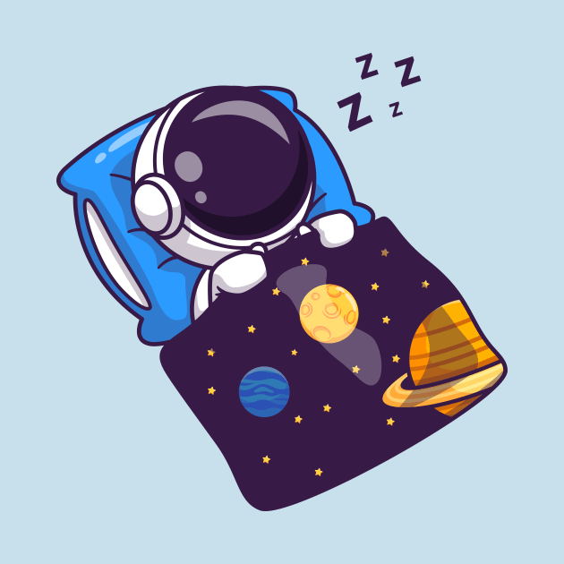 Cute Astronaut Sleeping With Space Blanket Cartoon by Catalyst Labs