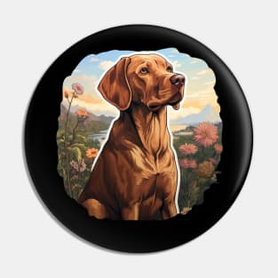 Vizsla  Dog Vintage Floral Pin