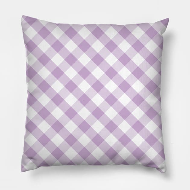 Lavender and White Check Gingham Plaid Pillow by squeakyricardo