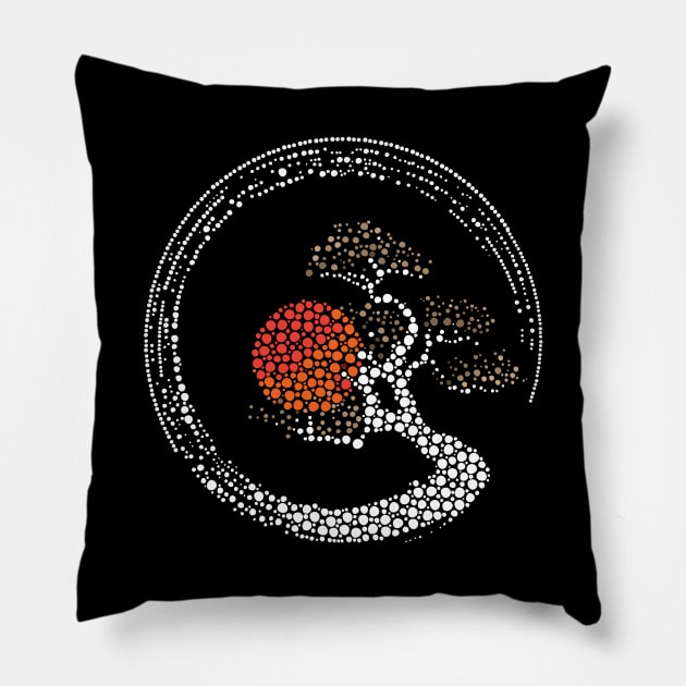 Dot Art Enso Circle and Bonsai Tree Pillow by Nartissima