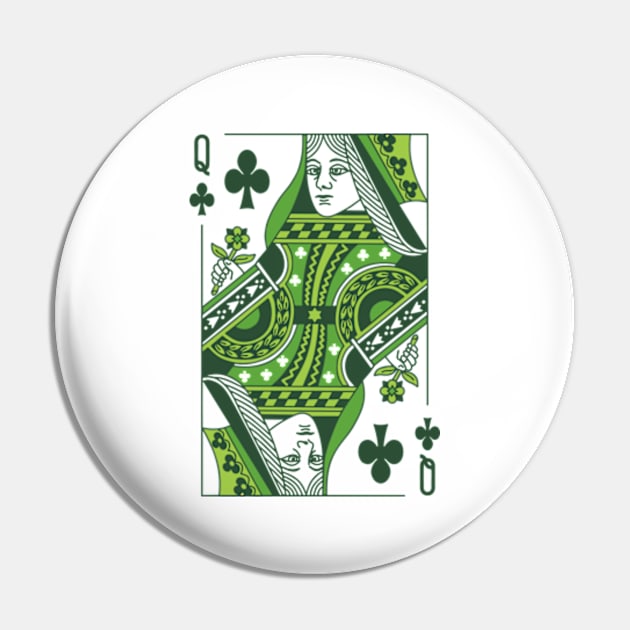 Queen of Clubs St Patricks Day Pin by GraciafyShine