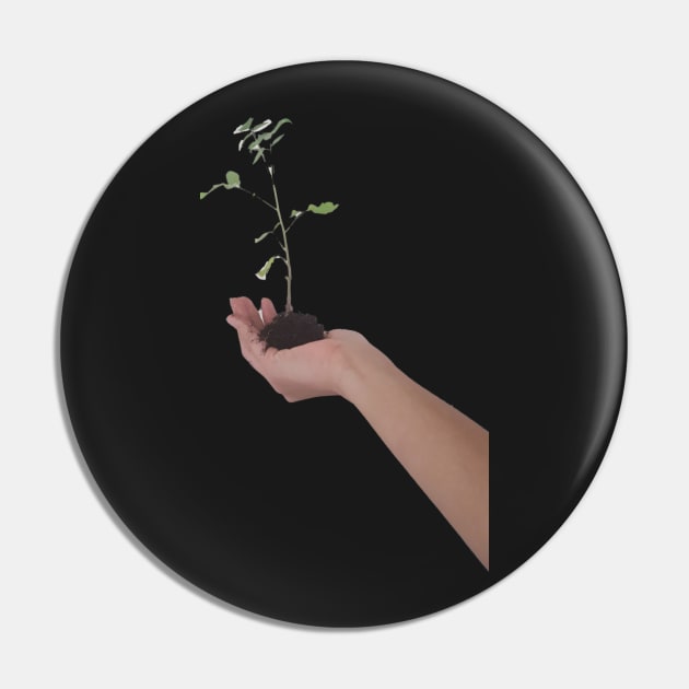 Hand Holding Plant Sprout Pin by anuvisculture