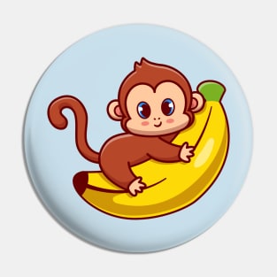 Cute Monkey Hug Banana Cartoon Pin