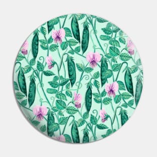 Fresh Garden Pea Floral on Pastel Mint Green Pin