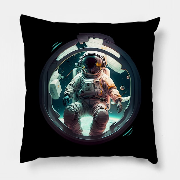 Astronaut Looking In Pillow by Open World Games