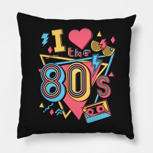 retro art i love the 80s throwback rad music Pillow
