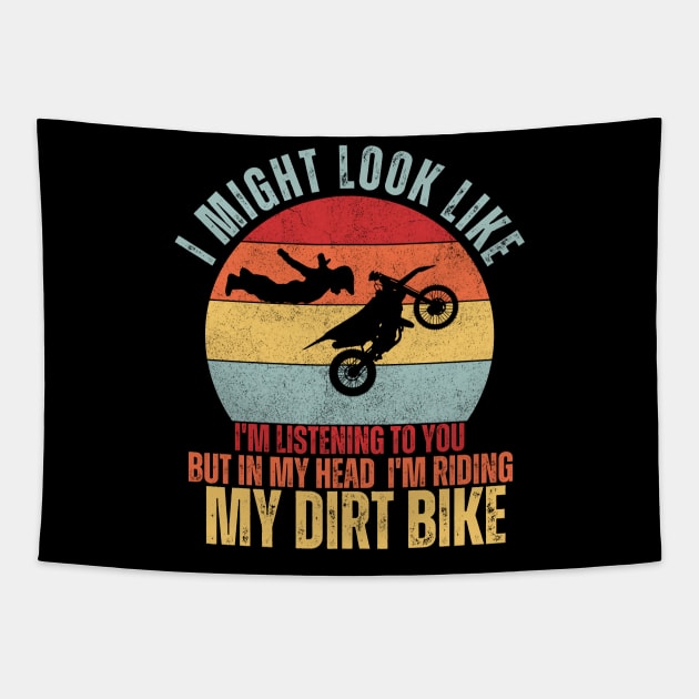 cool retro sunset dirt bike Offroad motocross lovers Tapestry by mourad300