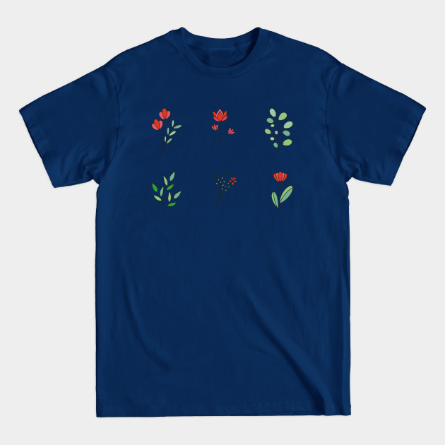 Flowers wildflower red roses plant doodle drawing garden nature - Wildflowers - T-Shirt