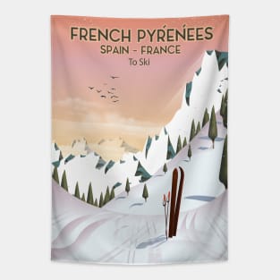 French Pyrénées Ski poster Tapestry