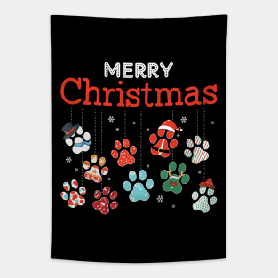 Merry Christmas paws Tapestry