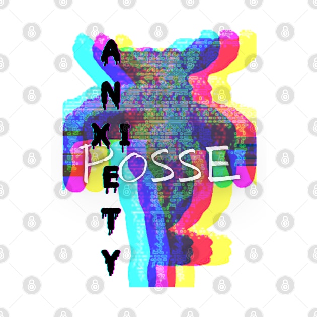 Anxiety Posse Collection-B&W Creature with Red and LIme Lettering by XOXO VENUS