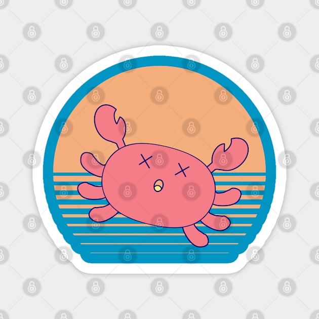 Oh Crab Day, Kawaii Cute Crab, Funny Pun, Vintage Sun Background, Oh Crap Magnet by vystudio