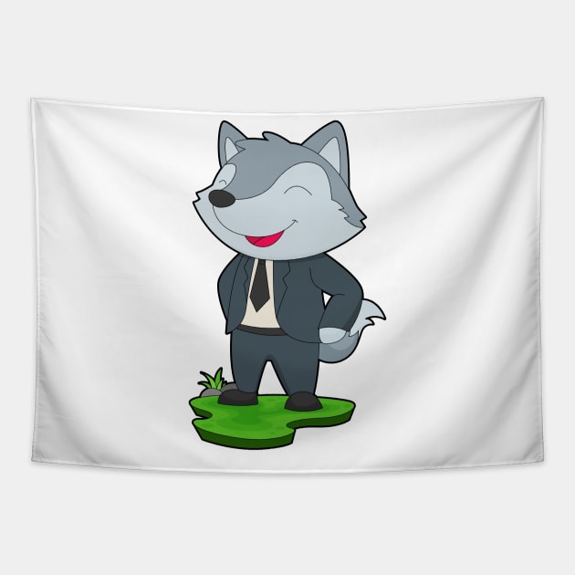 Wolf Groom Tie Wedding Tapestry by Markus Schnabel