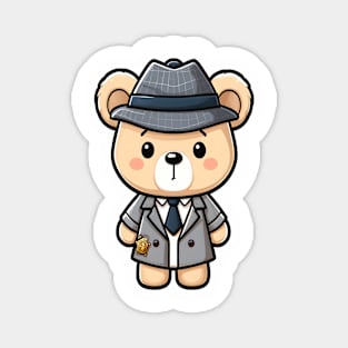 Cute Detective Bear Kawaii Magnet