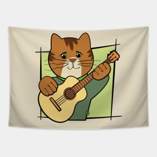 Cat Playing Guitar Music Tapestry