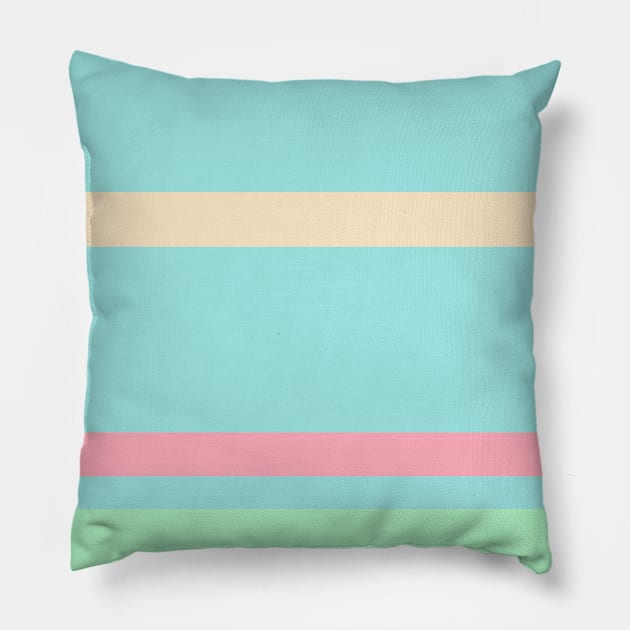 An uncommon recipe of Light Pink, Robin'S Egg Blue, Light Mint and Bisque stripes. Pillow by Sociable Stripes