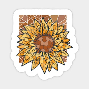 Sunflower Mosaic Retro Flora Positive Minimalist Vintage Magnet