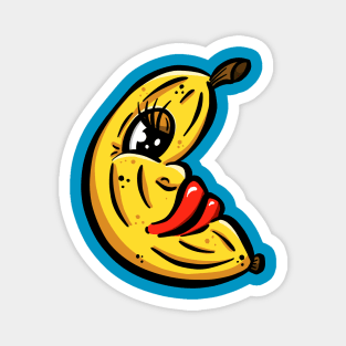 Lady Banana Cartoon Peel Character Yellow Magnet