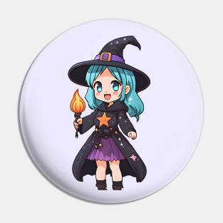 Anime girl witch halloween Pin