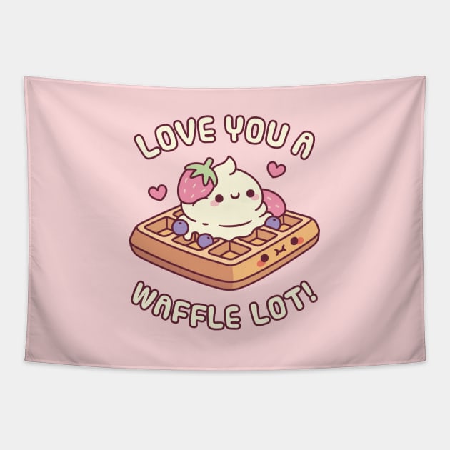 Cute Waffle And Ice Cream Love You A Waffle Lot Pun Tapestry by rustydoodle